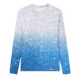 thumbnail image 4 of Frostluinai Long Sleeve Shirts for Women Casual Round Neck T Shirts Fashion Sparkly Gradient Print Pullover Tops Casual Loose Blouses, 4 of 4