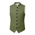 thumbnail image 4 of Boys Oktoberfest Stand Collar Vest Formal Sleeveless Waistcoat with Single Buttons Kids Bavarian Style Vest Jacket for Festival Casual Wear(Army Green,11-12 Years ), 4 of 5