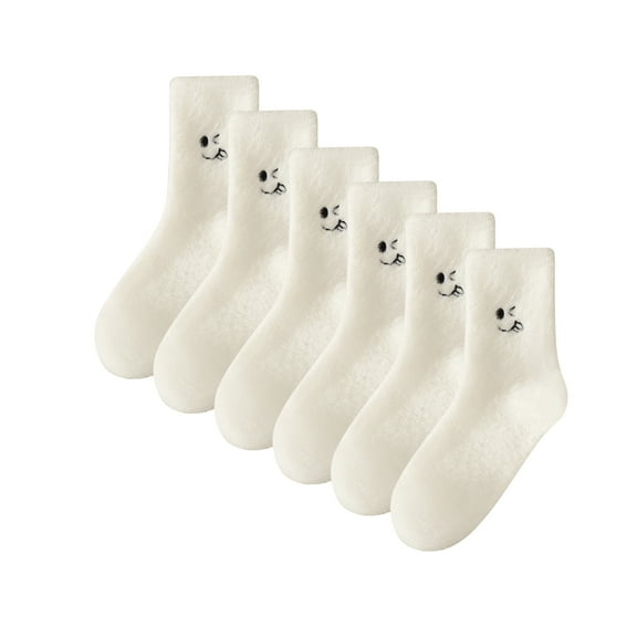 LDU Women's Thermal Crew Socks, Emoji Designs with Cozy Fleece Lining for Everyday Comfort, 6 Pairs