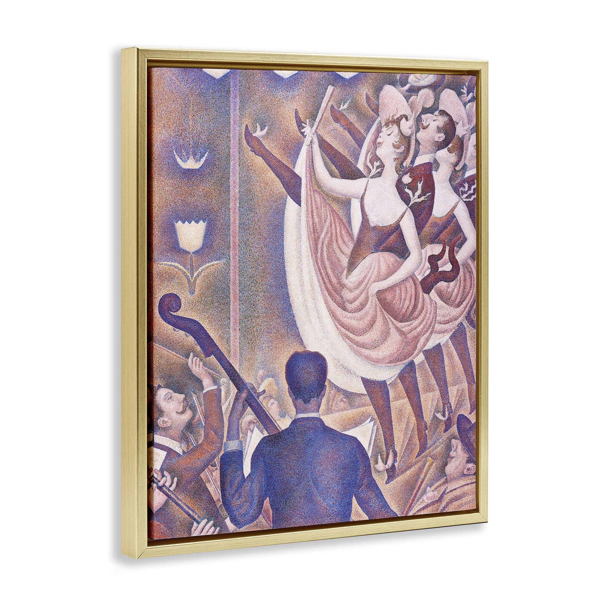 Stupell Industries Classic Seurat Dancers People Painting Gold Floater Framed Canvas Art Print Wall Art, 17 x 21