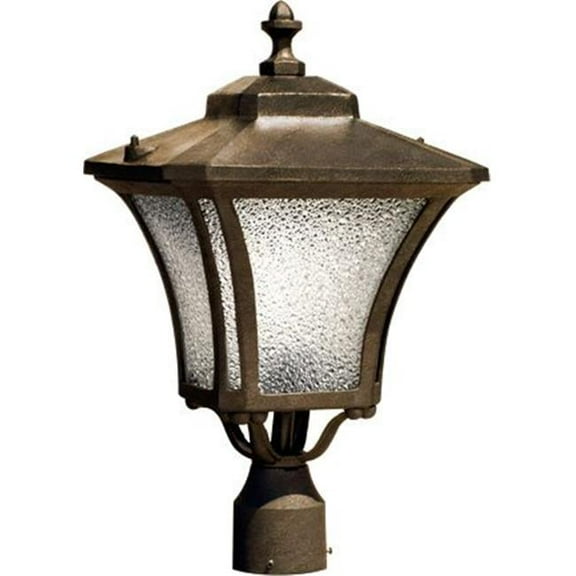 Dabmar Lighting GM212-DS 120 V Incandescent Small Post Mount Fixture with Textured Glass Lens, Black, Bronze, Dark Bronze Stone & Verde Green