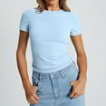 thumbnail image 6 of Crop Tops for Women, Yigetop Women's Crop T Shirt Girls Summer Pullover Top Women's Thin Round Neck Fashion Short Sleeves Cute Summer Tops D S, 6 of 7