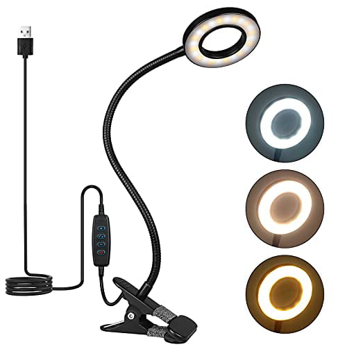 Color : Black Computer USB LED Head 3-Mode Touch Light Reading Lamb Nocturnal Energy Saving 
