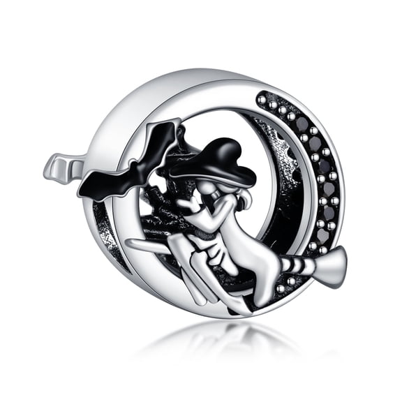 925 Sterling Silver Charm for Bracelets Witch Broom Wizard Halloween Charm Women Bracelet Charm