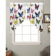 thumbnail image 2 of Butterfly Print Swag Valances for Windows, Modern Colorful Animals Rod Pocket Sheer Valances for Small Windows, Swag Toppers Light Filtering for Kitchen Living Room 2 Panels 28''x36'', 2 of 6
