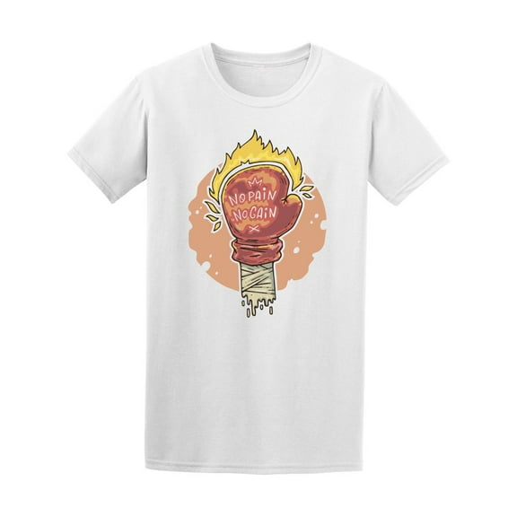 No Pain No Gain Fire Box Gloves T-Shirt Men -Image by Shutterstock, Male XX-Large