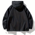 thumbnail image 3 of Brondbend Coat for Men Men's Jacket Hooded Long Sleeved Zipper Pocket Outerwear Solid Color Casual Jacket Loose Fit Vacation Tops Black, 3 of 3
