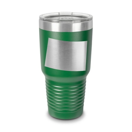 

Colorado Shaped Tumbler 30 oz - Laser Engraved w/ Clear Lid - Stainless Steel - Vacuum Insulated - Double Walled - Travel Mug - co - Green