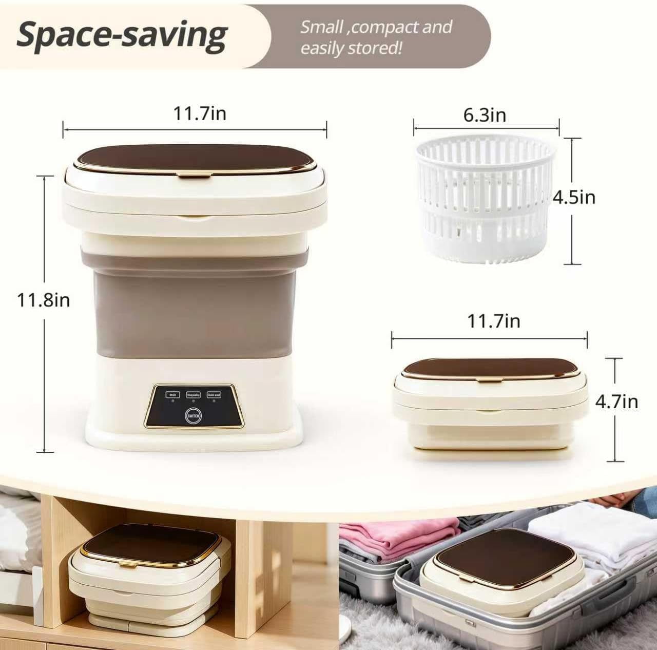 Portable Washing Machine, 16L Upgraded Mini Washer with Spin Basket Laundry Machine for Baby Clothes, Underwear, Socks; Ideal for Travel, Dorms, Camping (gray)