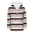 thumbnail image 5 of Womens Drawstring Hooded Sweatshirts, Long Sleeve Pullover for Women Fall Fashion Loose Fit Striped Printed V Neck Button Up Hoodies, 5 of 5