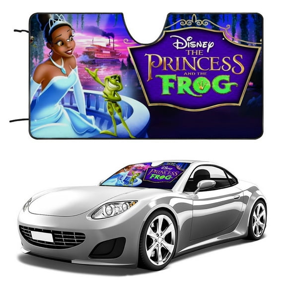 Tiana The Princess and the Frog-theme Windshield Sun Shade Front Protector Folding Car Sun Visor Blocks Uv Rays Keeps Your Vehicle Cool52in*28in(130cm*70cm)