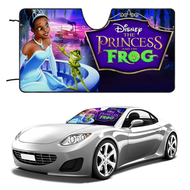 Tiana La Princesa y el Sapo Parasol para Parabrisas Delantero Protector Plegable, Visera Solar para Auto Bloquea Rayos UV Mantiene tu Vehículo Fresco 130cm*70cm