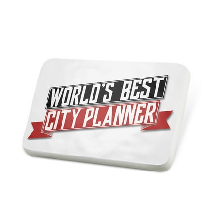 Porcelein Pin Worlds Best City Planner Lapel Badge –