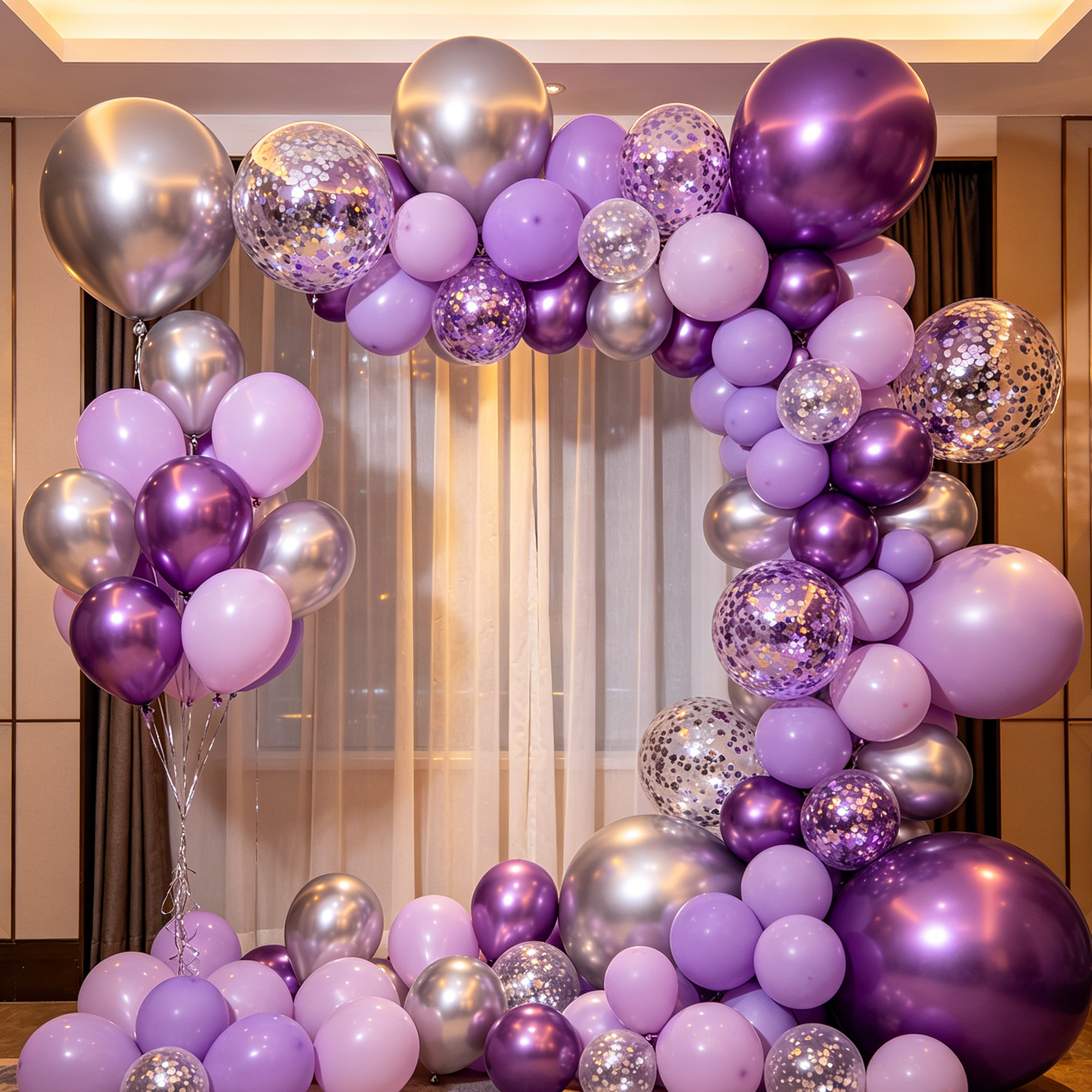 KIRIKOU 138pcs Purple and Silver Balloon Garland Arch Kit 18" 12" 10" 5" Chrome Metallic Confetti Pastel Latex Balloons for Birthday Wedding Baby Shower Party Decors