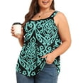 thumbnail image 3 of Daystry Plus Size Tank Tops for Women Loose Fit Lace Sleeveless Women's Summer Tanks F Black Green 2X, 3 of 13