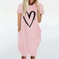 thumbnail image 2 of Sodopo Women's Plus Size Maxi Dress Summer Casual Heart Print Short Sleeve Round Neck Loose Plain Nightdress Pleated Nightshirt Comfy Sleep Dress with Pockets, 2 of 5