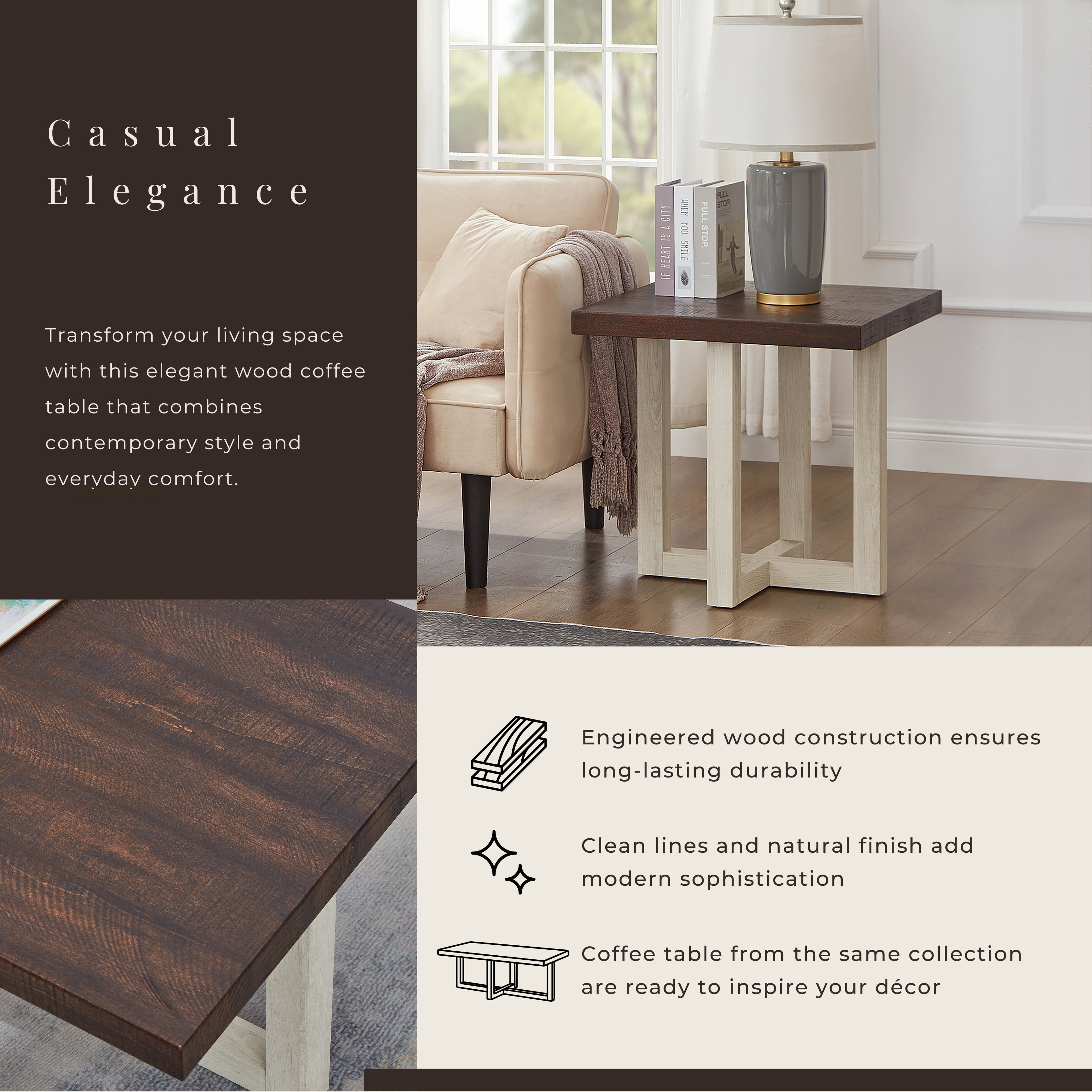 End Table, Walnut White