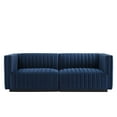thumbnail image 3 of Modway Conjure Channel Tufted Performance Velvet Loveseat in Black Midnight Blue, 3 of 10