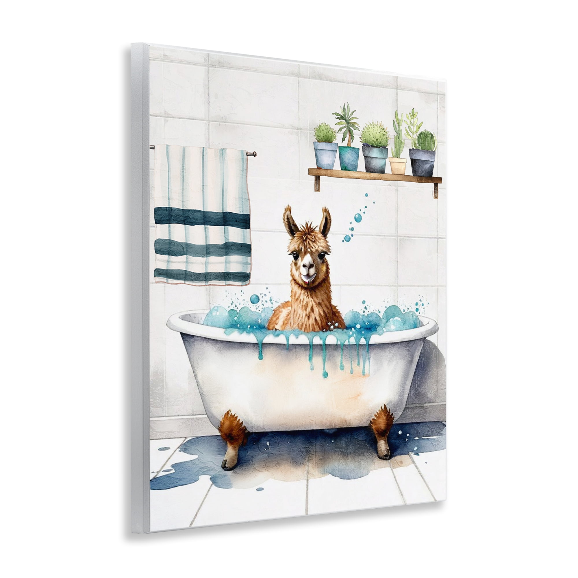 Stupell Industries Alpaca Bathtime Suds Bath & Laundry Painting Unframed Art Print Wall Art, 11 x 14