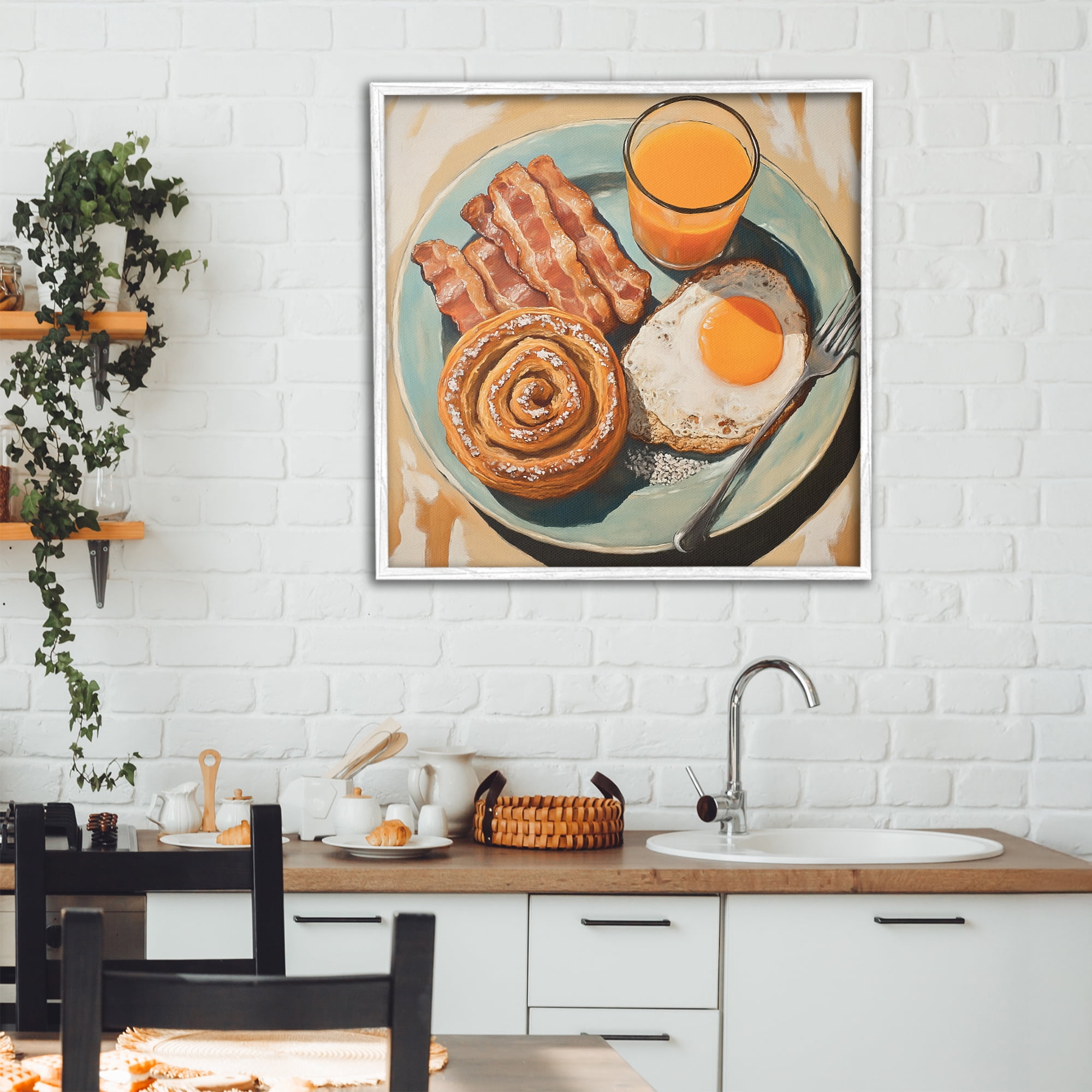 Stupell Industries Cinnamon Roll Breakfast White Framed Giclee Art, design by Tina LeCour