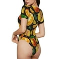 thumbnail image 3 of Balery Women'Stangerine Crew Neck Round Neck Short Sleeves Slim Fit Casual Basic Extender Bodysuit Daily Jumpsuit T Shirts-Medium, 3 of 9