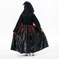 thumbnail image 3 of Girls Black Hooded Robe Costume with Necklace Halloween Witch Dress Up, 3 of 4