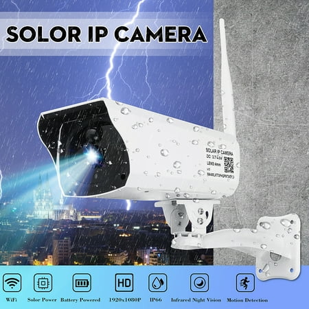 HD 1080P WiFi Solar IP Camera Wireless Security Camera Night Vision Outdoor Waterproof APP Remote Control PIR Infrared Motion Sensor Detection (Not included (Best Speed Camera Detector App)