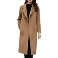 thumbnail image 2 of Pyhlmscde Women's Wool Blend Trench Coat Stand Collar Single Breasted Pea Coat Casual Mid Long Winter Jacket, 2 of 6