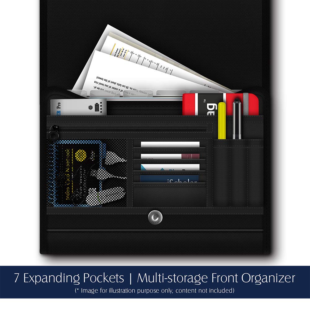 iQ Plus Premium 7 Pocket Fabric Expanding Folder, 13 x 10 Inches, Color Will Vary (34107)