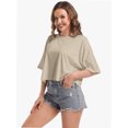thumbnail image 3 of Women's Oversized Workout Cropped T Shirts Crew Neck Short Sleeve Casual Loose Summer Crop Tee Tops, 3 of 4