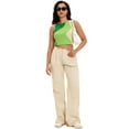 thumbnail image 6 of DARING DIVA Women's Color Block Ribbed Sleeveless Crop Tank Tops S Green, 6 of 7