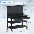 thumbnail image 6 of Aobabo Workbench with Drawers,47" x 22" Multi-use Workbench with 3 Tires of Shelves, Topping Space, Pegboard Shelves, Heavy-Duty Work Table Tool Storage Bench for Garage, Workshop, Basement(Black), 6 of 9