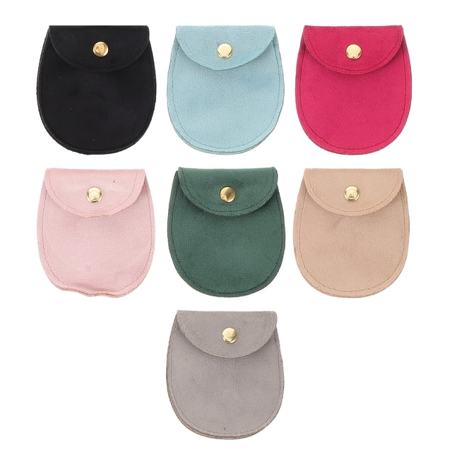 GOOHOCHY 7 bolsas de viaje para joyas: bolsa organizadora de terciopelo con solapa para mujer, bolsa de almacenamiento suave para anillos, relojes, pulseras y especias.