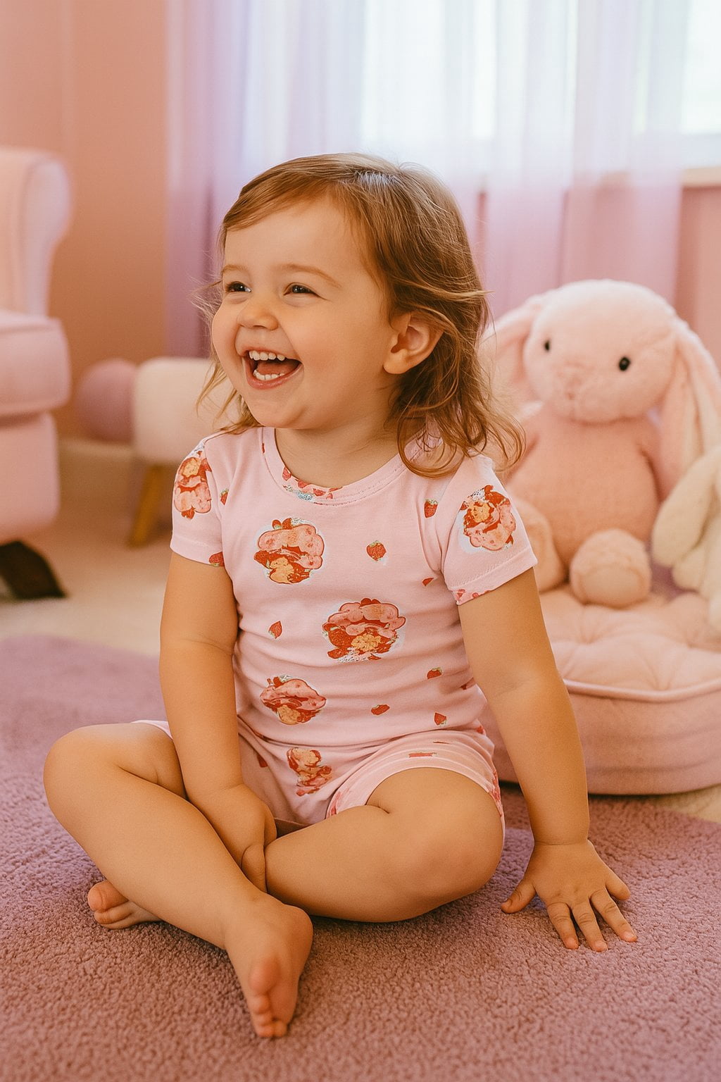 Strawberry Shortcake Girls Pajama Set  Crewneck Top & Shorts  Soft Viscose Blend  Sizes 2T10