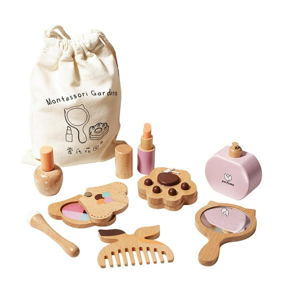 Milaget Children Makeup Toy Set Little Girls Gift Creative Wooden Dressing Table Playset Little Princess Gift Set for Children Gifts