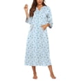 thumbnail image 5 of Ekouaer Women Zipper Robe 3/4 Sleeves Loungewear Dress Full Length Sleepwear Pockets Housecoat Nightgown Long Bathrobe, 5 of 6