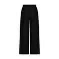 thumbnail image 5 of SELONE Wide Leg Linen Pants for Women Plus Size High Waist High Rise Wide Leg Elastic Waist Casual Long Pant Solid Pants Comfortable Elastic Length Pants for Everyday Wear Running Work Casual Black S, 5 of 6