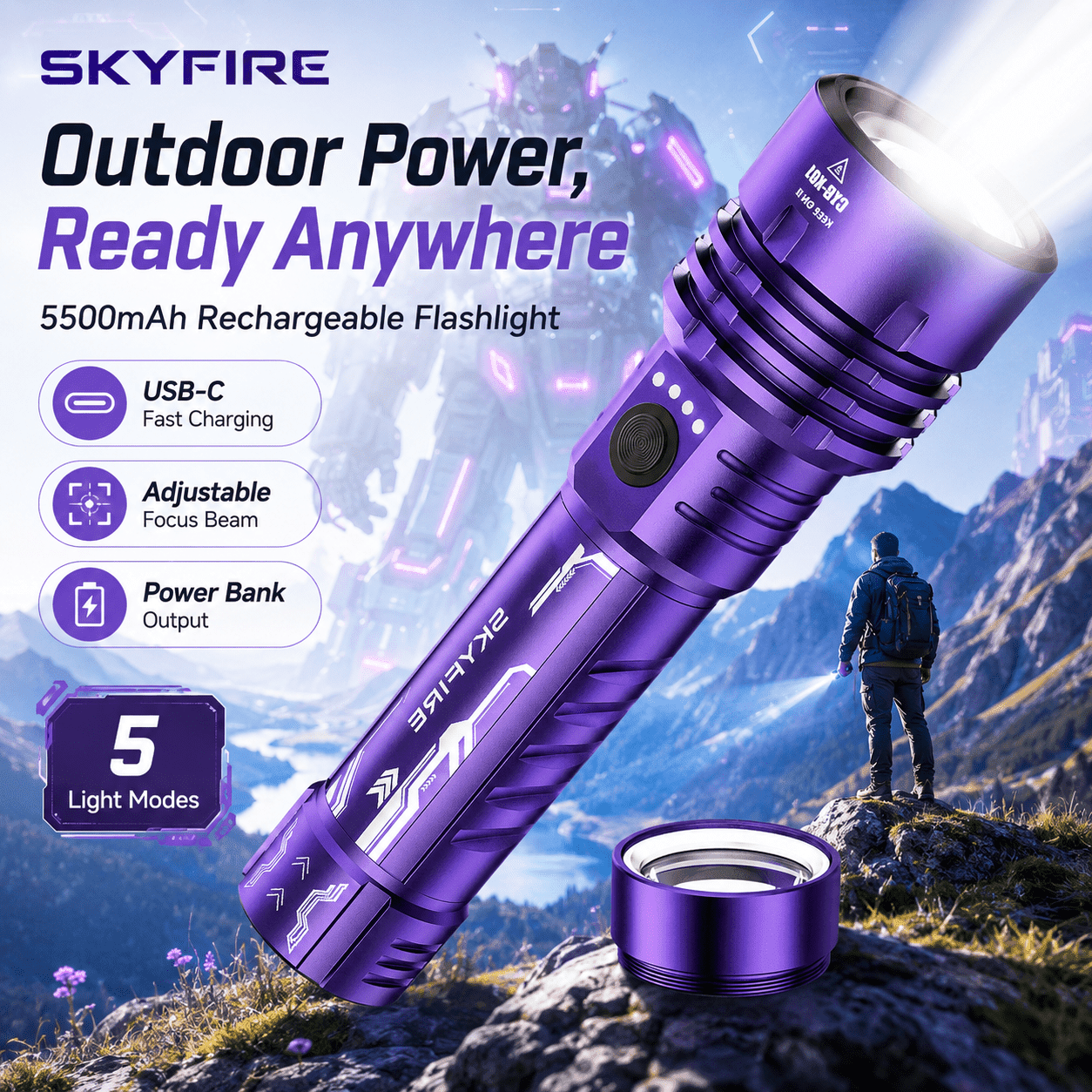 Cyclops, Halogen Rechargeable Spotlight, 18 Million Candlepower