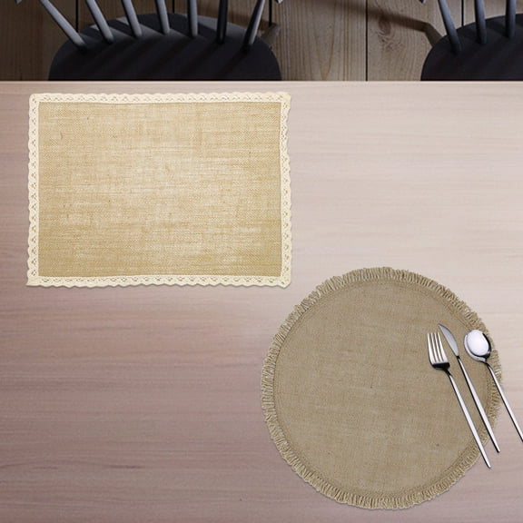 Placemat Linen Table Mat - Natural Jute Weaving, Heat-Resistant Insulating Pad, Easy Clean Washable Design, Western Style Dining Decor