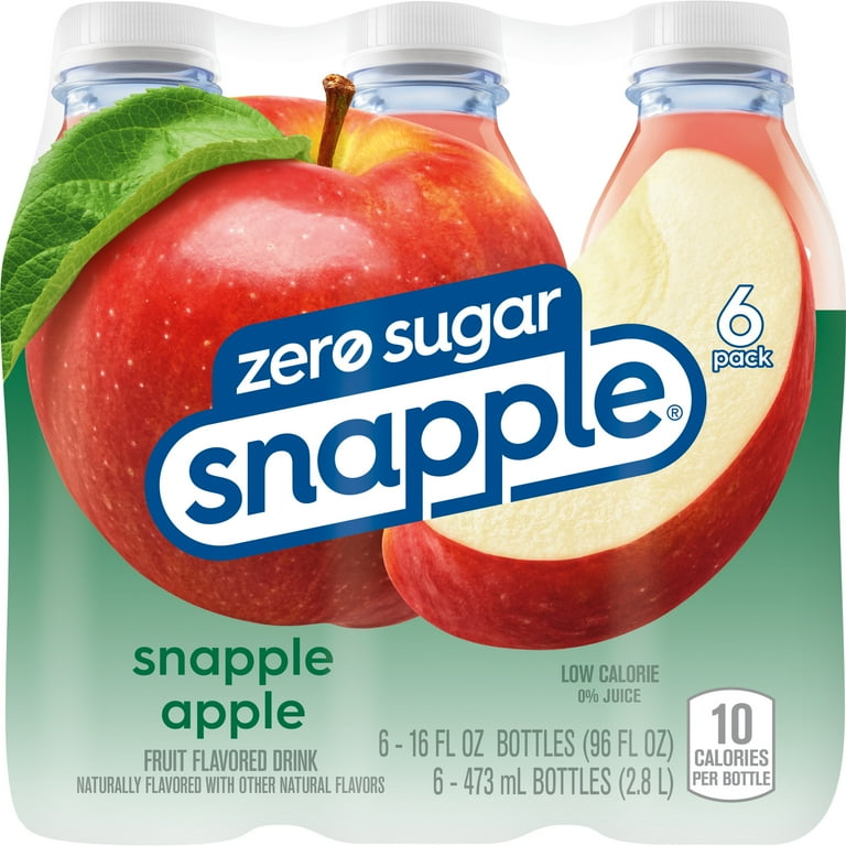 Snapple Natural Zero Sugar Apple Juice, 16 fl oz, Bottles Case