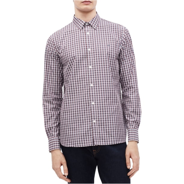 Calvin Klein - Camisa a cuadros de algodón y cachemir para hombre, color rojo, extragrande Calvin Klein Botones al frente