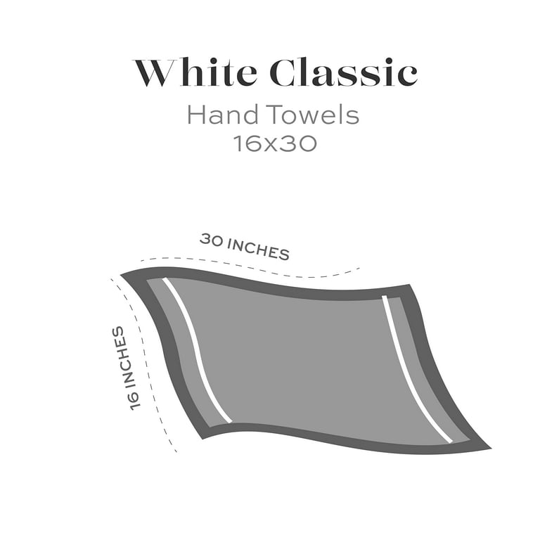White Classic Luxury Hand Towels - Soft Cotton Absorbent Hotel Towel  16x30, Navy Blue, 6-Pack