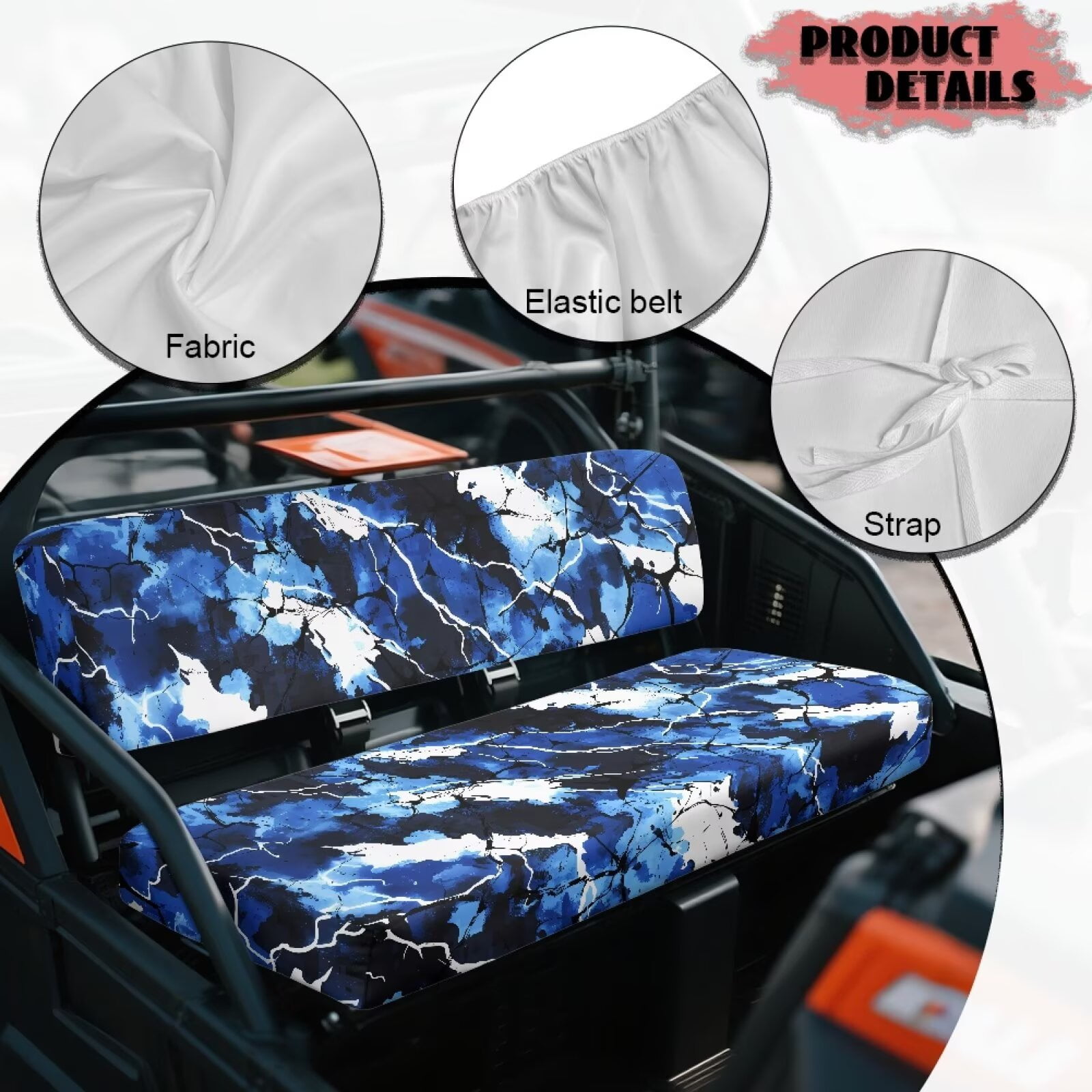 Uorisanigo Blue Camouflage Mule Seat Covers UTV Bench Seat Cover Accessories Compatible with Kawasaki Mule 3000 3010 3020, Non-Slip UTV Seats Cushion All Weather Protection