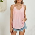 thumbnail image 6 of lmcalzta Tank Tops for Women Loose Fitting Trendy Stretchy V Neck Casual Spaghetti Strap Tops Summer Solid Basic T Shirt, 6 of 8