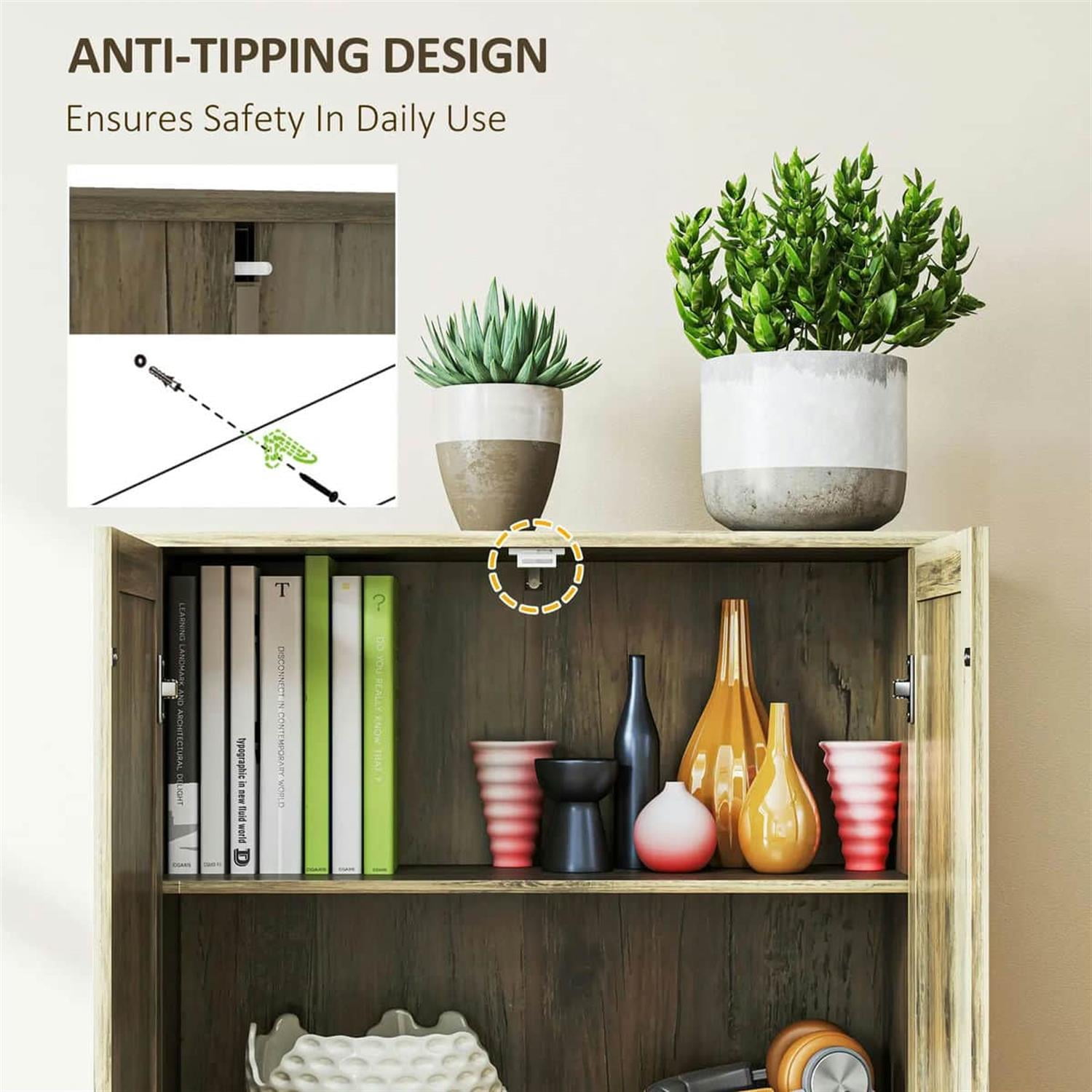 Demi Bonn 71" Large Kitchen Pantry Cabinet, Freestanding Storage with 6 Adjustable Shelves for Home Organization, Gray