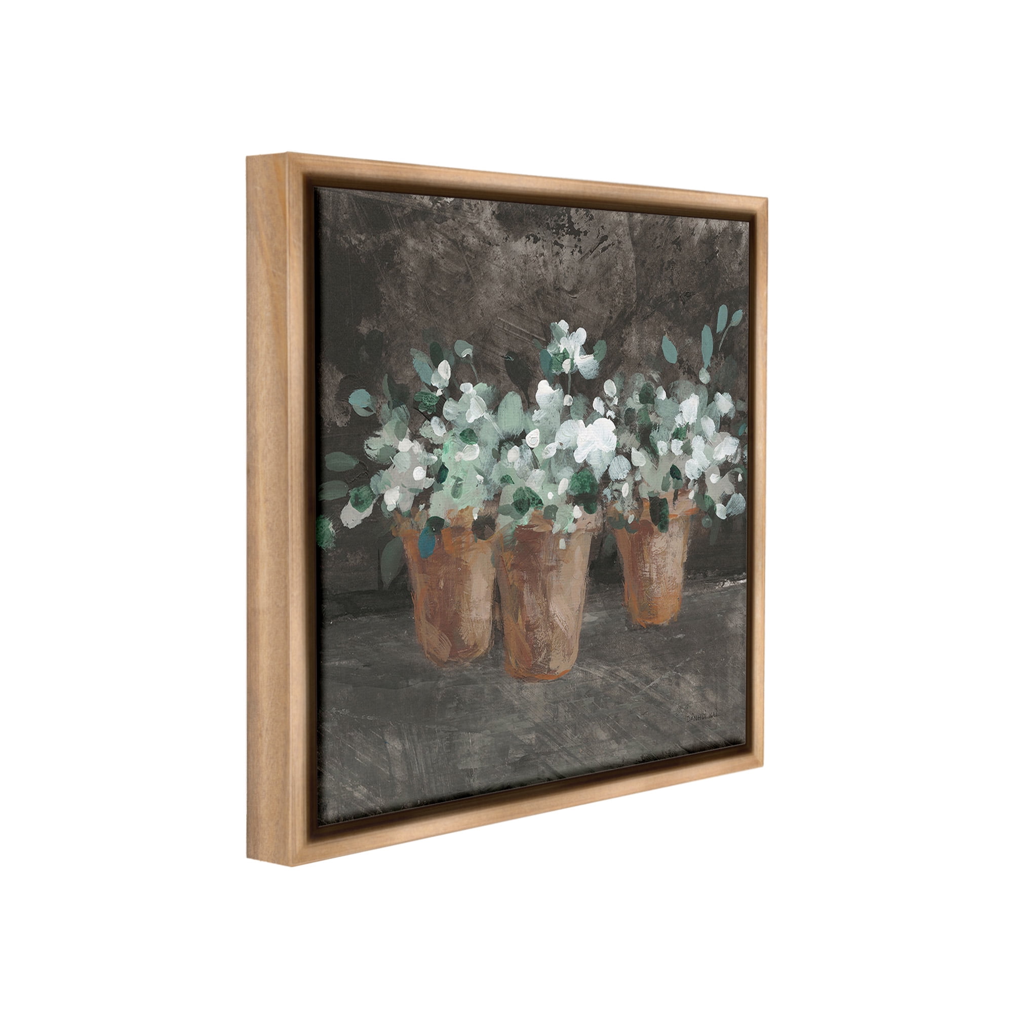 Stupell Industries Garden Plants in Terracotta Botanical & Floral Painting Brown Floater Framed Canvas Art Print Wall Art, 25 x 25