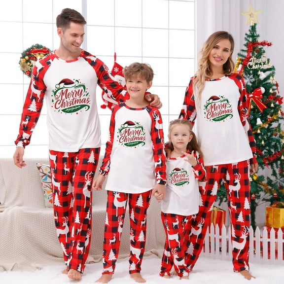 Penkiiy Family Christmas Pajamas Matching Sets 2024 Cute Couples Pjs Long Sleeve Holiday Jammies Xmas Loungewear Sleevewear M Red