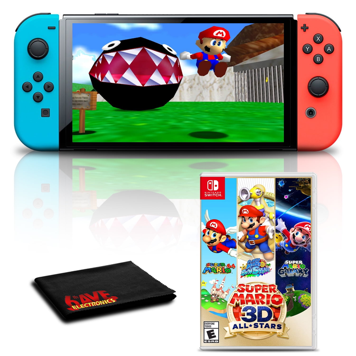 Nintendo Switch OLED Neon Blue/Red with Super Mario 3D All Stars Game
