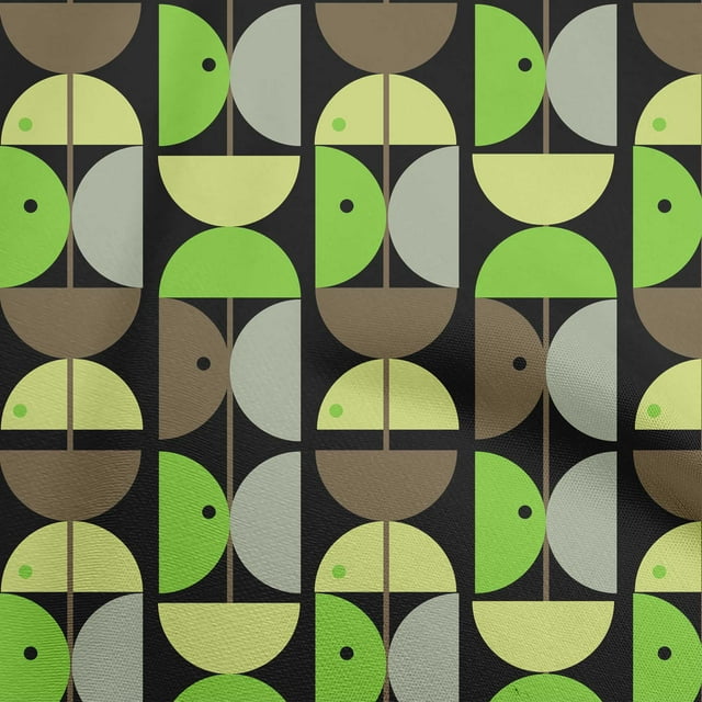 oneOone Cotton Poplin Green Fabric Geometric Circle Sewing Material Print Fabric By The Yard 42 Inch Wide
