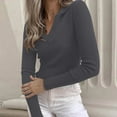 thumbnail image 2 of Camiseta elegante de manga larga con escote en V profundo para mujer: top ajustado con fruncidos laterales para combinar en otoño/invierno, estilo informal de negocios (S-L), 2 of 5